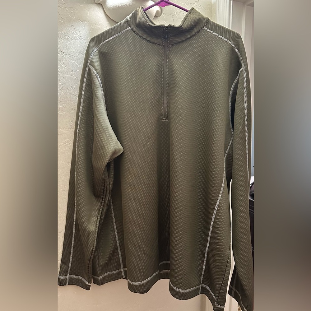 Nike Golf Olive Green Performance Jacket with White Logo and Purple Trim